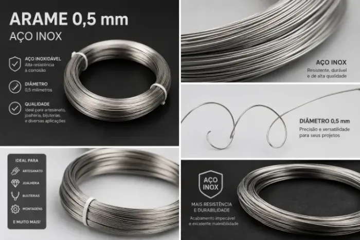 Arame 0,5 / BWG 25 Inoxidável Mole Para Artesanato
