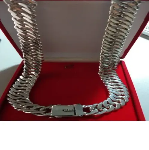Cordão Prata Elos Duplo 103 Gramas 55 Cm 11 mm