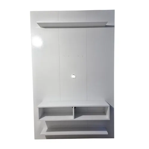 Painel para TV Branco Rack com Prateleiras e Nicho