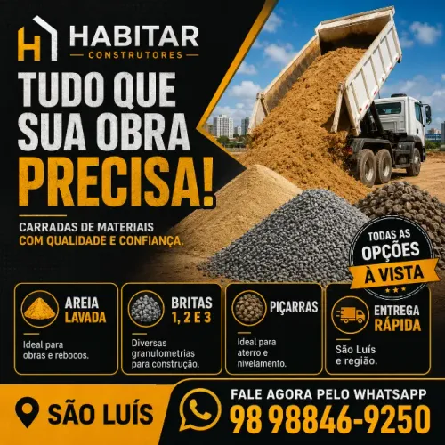 Areia, Brita e Piçarra com Entrega Rápida em São Luís