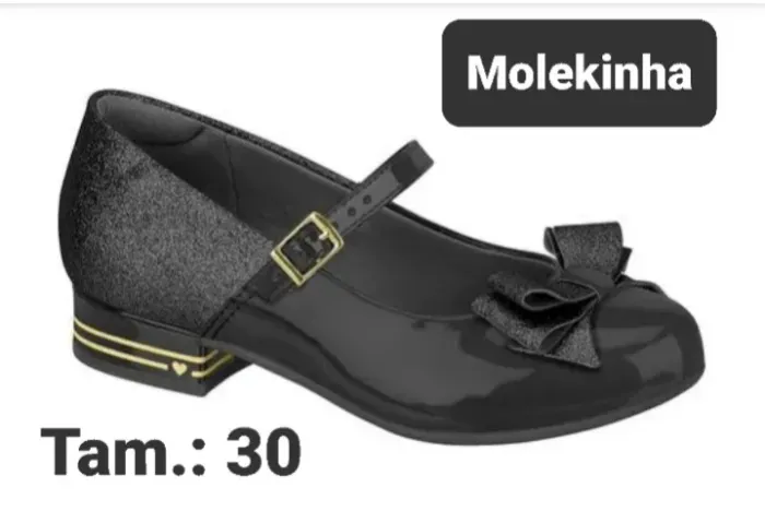 Sapato boneca infantil preto.