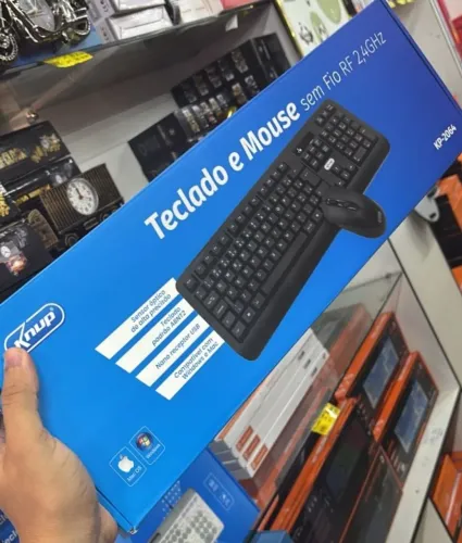 KIT TECLADO E MOUSE SEM FIO RF 2.4GHZ KNUP KP-2064