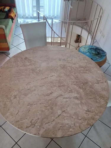 Mesa mármore travertino 120cm redonda