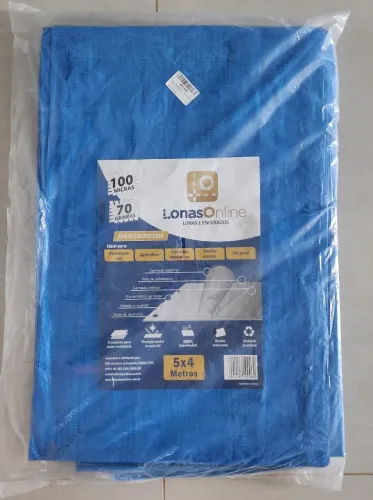 (NOVA) LONA AZUL 5 X 4 METROS - 100 MICRAS - 20M² Metros Quadrados 