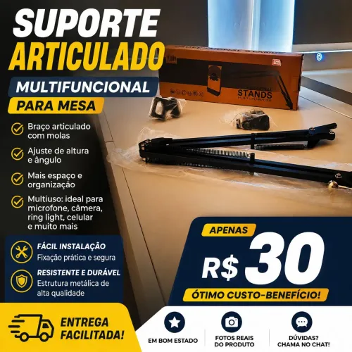 Suporte Articulado Multiuso para Mesa. (Apenas R$ 30,00)