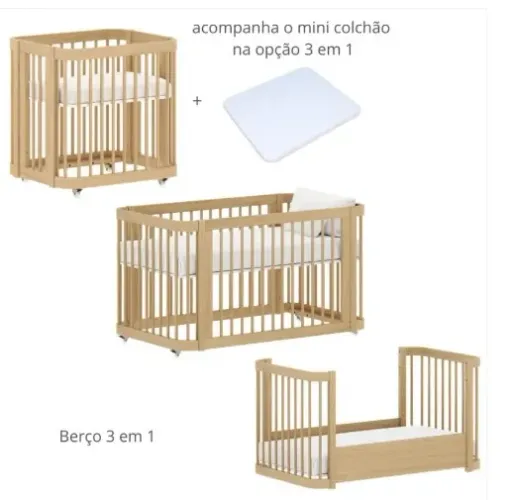 Berço Quater Evolutivo 3 em 1 Madeira Maciça - Excelente Estado