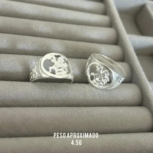 ANEL DO SÃO JORGE VAZADO REDONDO ( PRATA925)