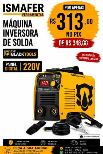 INVERSORA DE SOLDA 120A COM VISOR DIGITAL 220V THE BLACK TOOLS- MI150D