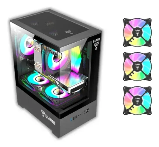 Gabinete Gamer CLANM Megalon Night com 3 Fans Eurus, Preto