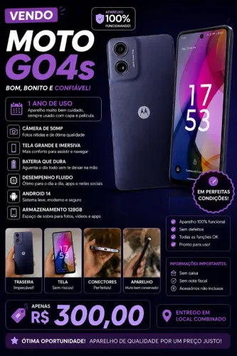 Moto G04s 128GB em perfeito estado - R$ 300