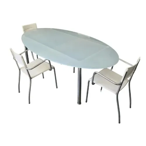 Mesa Tok e Stok Oval de Vidro para Escritório