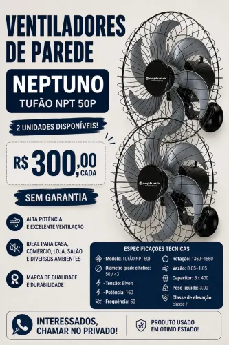 Vende-se ventiladores de parede Neptuno