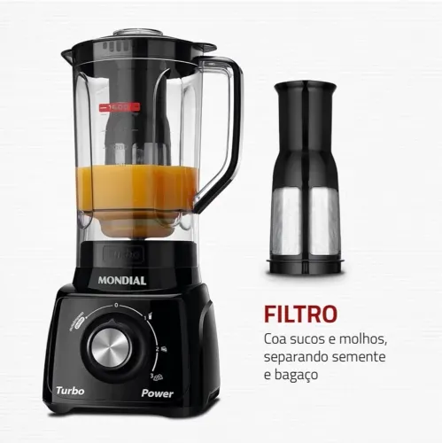 MONDIAL Liquidificador Turbo Power, Preto, 550W, 220V - L-99 FB