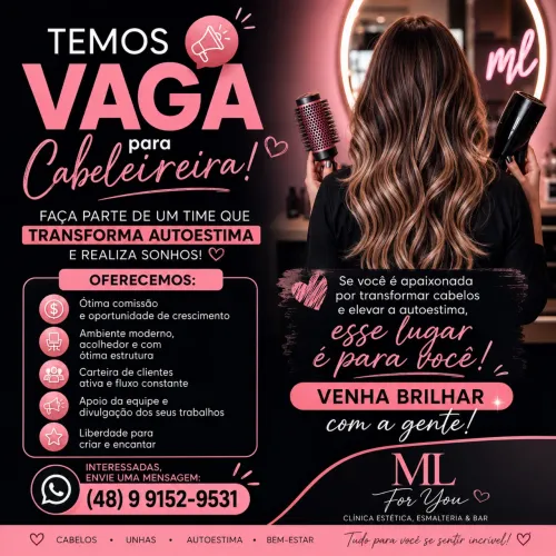 TEMOS VAGA PARA CABELEIREIRA!