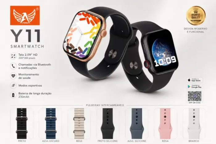 Smartwatch Y11 Bluetooth + 6 Correias