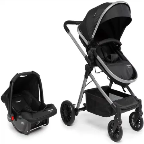 Carrinho com Bebê Conforto Moisés Voyage Alça Reversível Prestige.