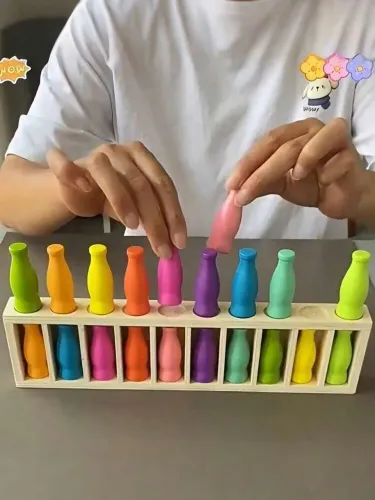 Jogo de memória garrafinhas de madeiras,  20 garrafinhas 