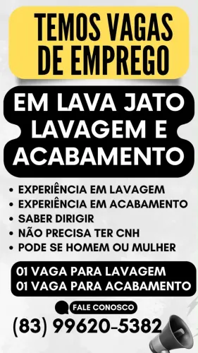Vaga de emprego lava jato