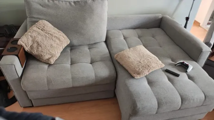 Sofá-Cama Cinza 2 Metros Higienizado e Impermeabilizado
