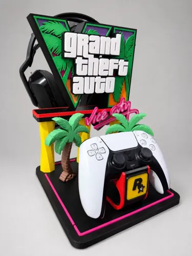 Suporte para controle e headset GTA VI Vice City - 3D