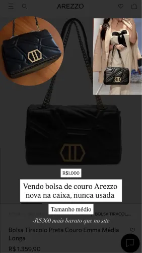 VENDO BOLSA DE COURO AREZZO NOVA MAIS BARATO