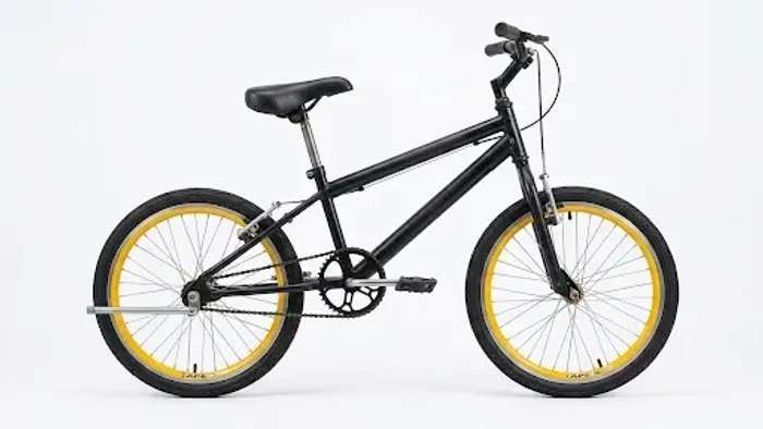 Bicicleta BMX Aro 20 Preta com Aros Amarelos - Freios V-Brake