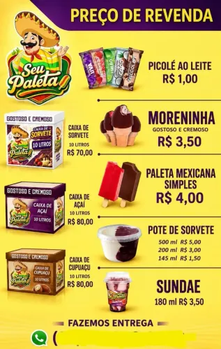 SORVETE AÇAÍ PICOLÉ MORENINHA PREÇO DE FABRICA