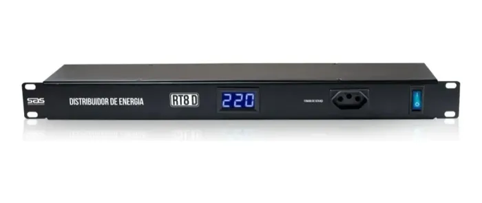 Régua Distribuidor de Energia Rack Santo Ângelo RT8-D Display Digital
