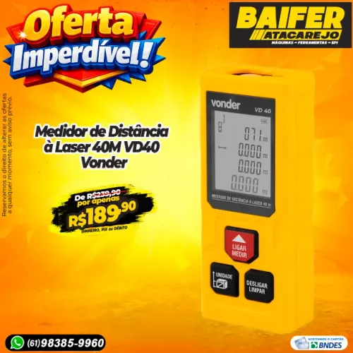 Medidor de Distância à Laser 40M VD40 Vonder
