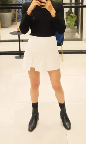 short saia Zara branco 