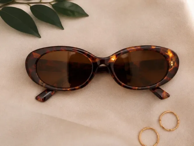Óculos de Sol Feminino Estilo Retrô Tartaruga 