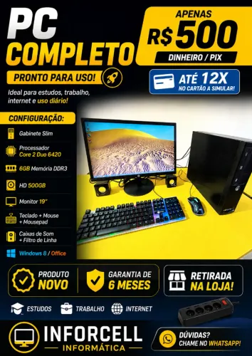 PC Completo Core 2 Duo 6gb Ram Hd 500 Tela 19 