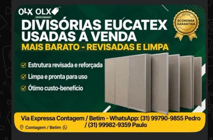Divisorias usadas e novas