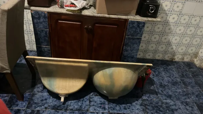 tanque de lavanderia de cerâmica de 2 bocas