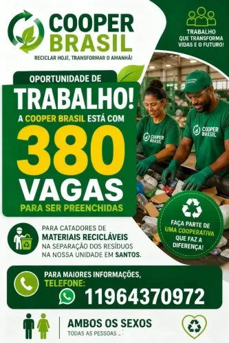 Ajudante Geral na Triagem de Reciclagem ( De Segunda a Sexta )