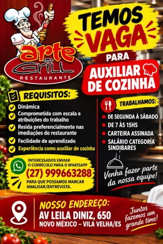 Vaga para auxiliar de cozinha