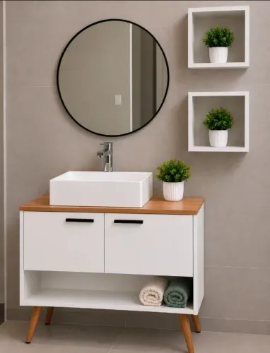 Armário Balção Para Banheiro Ou Lavabo 100% MDF Mais Cuba a Pronta Entrega