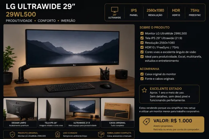 LG UltraWide 29? 29WL500 ? Excelente estado