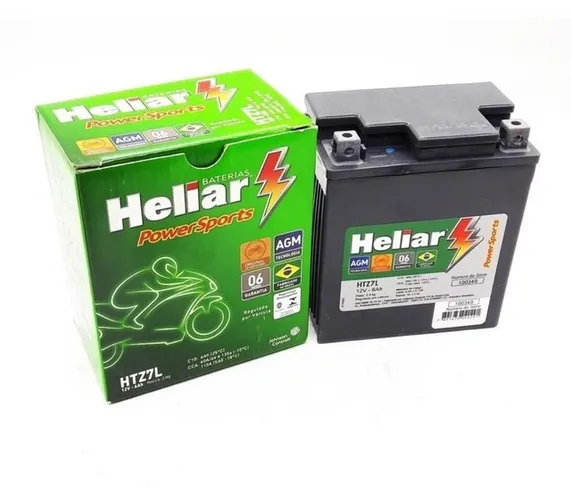 Bateria Moto Heliar Htz7 Twister Tornado Falcon 6ah Fazer