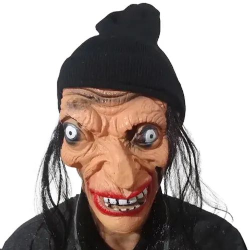 Máscara de Vinil p/ Carnaval, Halloween - Velha, Bruxa com gorro - Nova, sem qualquer uso!
