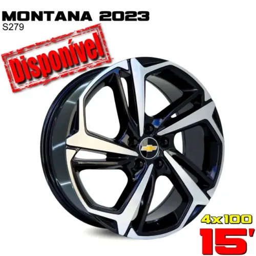 Roda aro 15 Gm Montana preta com diamantado 4x100 jogo novo