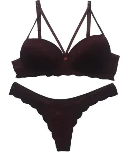 Conjunto meia taça rendado sensuale M calcinha tanga fio dental + sutiã strappy com bojo