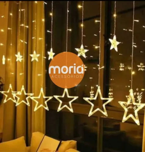 Cascata Led Luzes de Natal LED em formato de estrela - Iluminação mágica para sua casa!