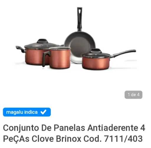 Conjunto de panelas brinox chove 4 PCs 