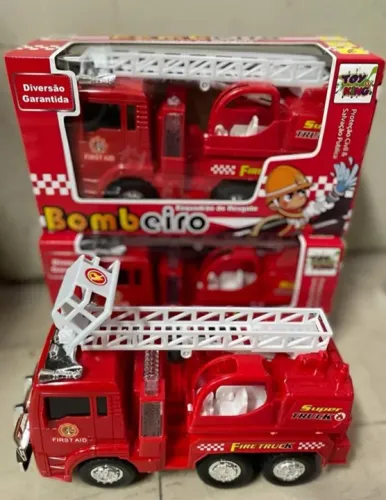 Caminhão De Bombeiro Brinquedo Com Sirene Luzes Movimento Escada Resgate