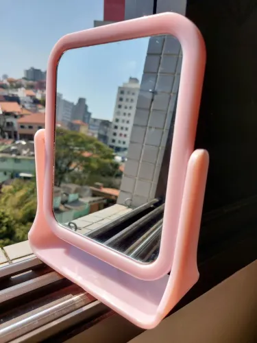 Espelho de mesa de 2 lados rosa