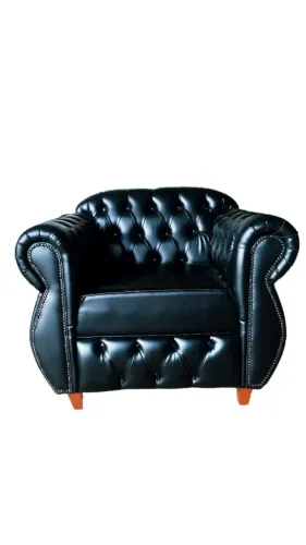 Poltrona Chesterfield Conde em Corino - Estilo Retrô Sofisticado