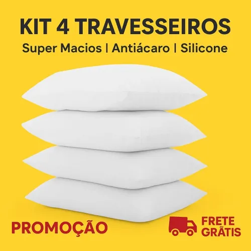 Travesseiros fibra de silicone 50x70 na promoção kit com 4
