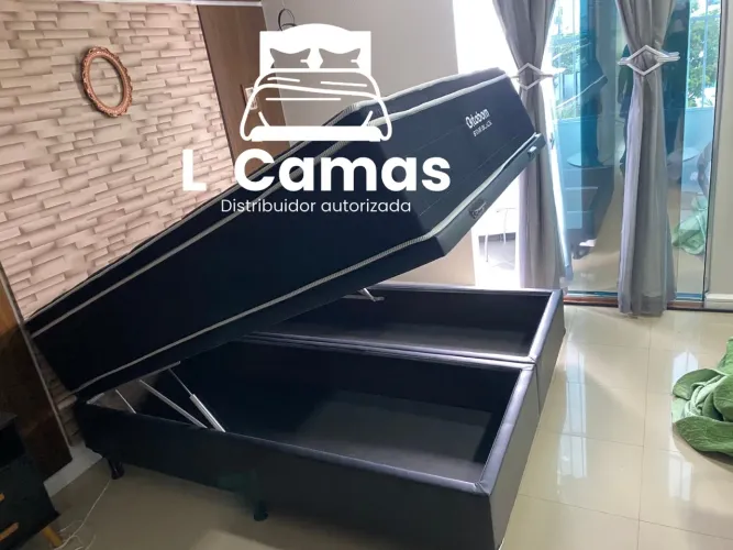Base de Cama Baú Queen Preto Corino 