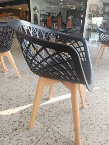 Cadeira Design Moderna - web wood preta